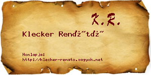 Klecker Renátó névjegykártya
